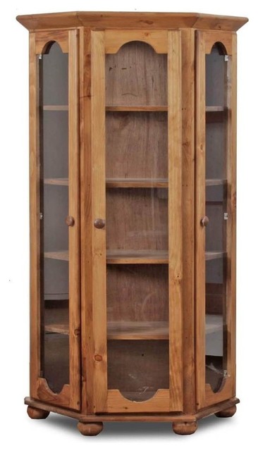 Edgartown Curio Cabinet In Golden Oak Traditional China