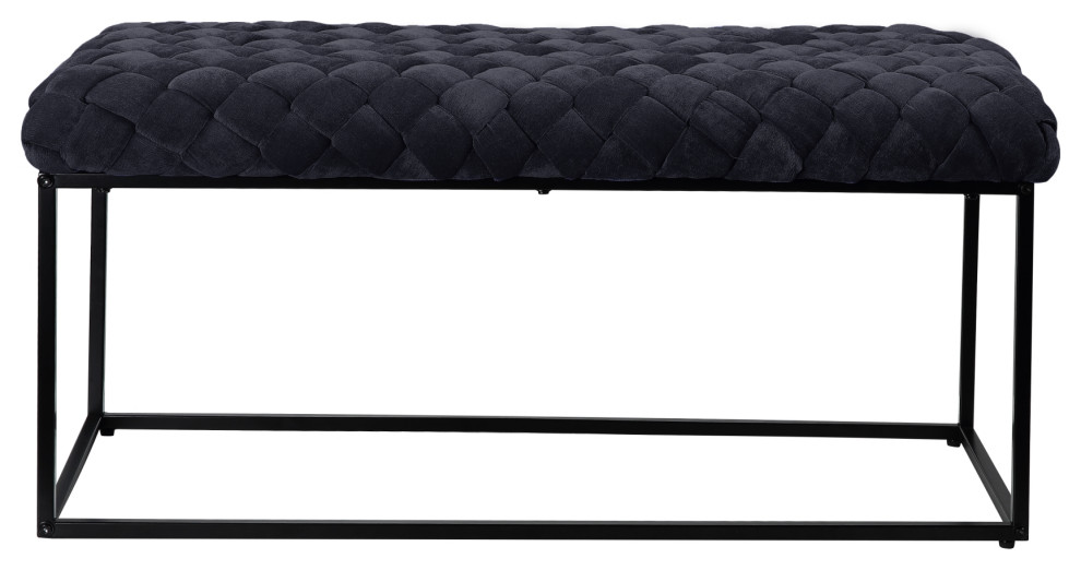Loft Lyfe Lucille Bench Upholstered, Black Velvet