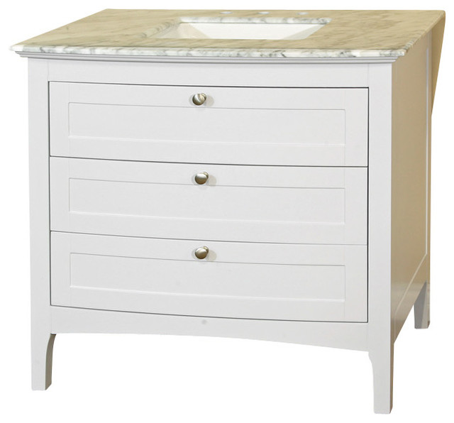 Single Sink Wood Vanity, White, Cabinet Only, 35" - Transitional ...