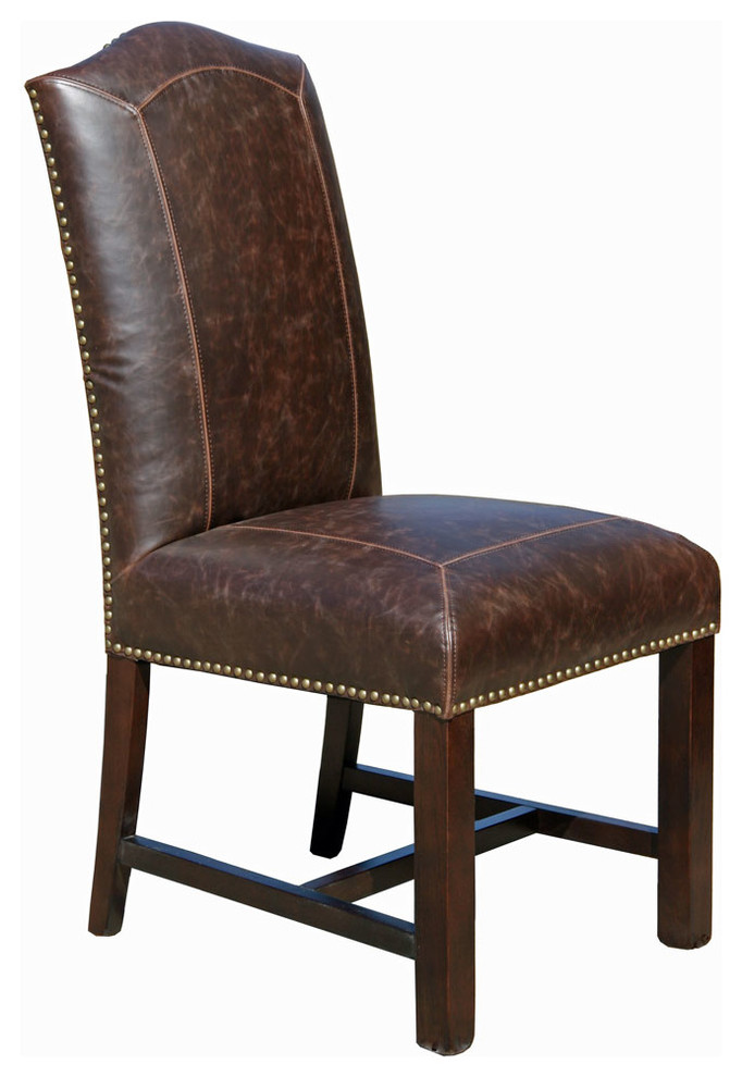 Distressed Leather Dining Chair Transitional Dining Chairs by ARTEFAC