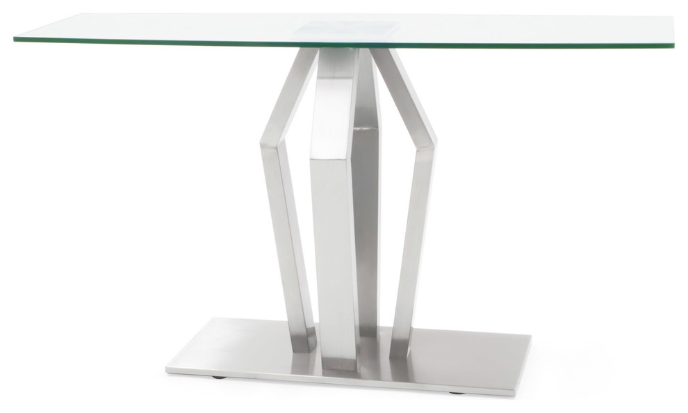 Tempered Glass and Brushed Stainless Steel Aiden Console Table