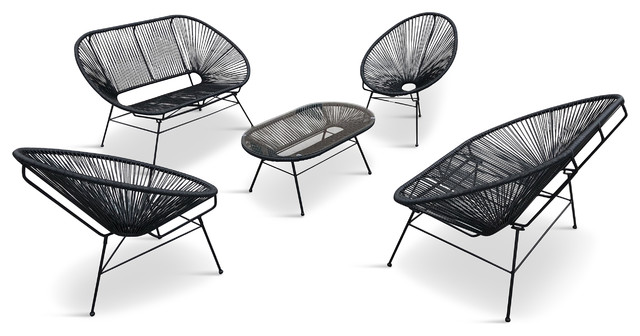 Acapulco 5-Piece Loveseat Set - Midcentury - Outdoor Lounge Sets - by  Harmonia Living | Houzz