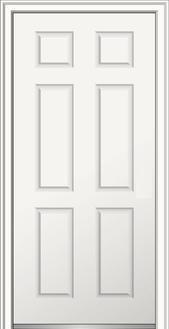 Severe Weather 6 Panel Fiberglass Smooth Entry Door Transitional