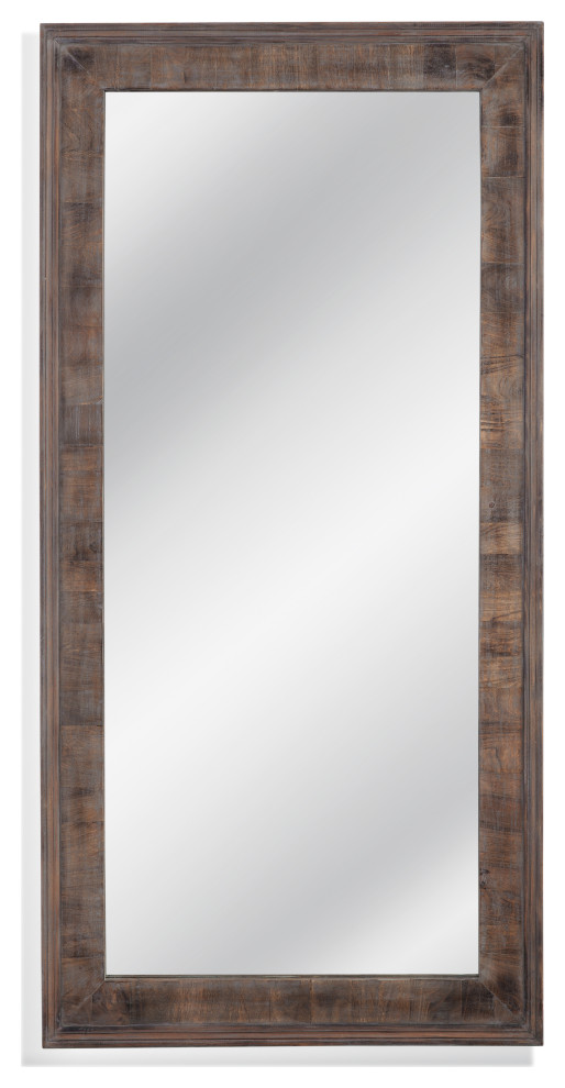 Rustic Weathered Gray Floor Mirror Stand Alone MDF Mirror Rustic
