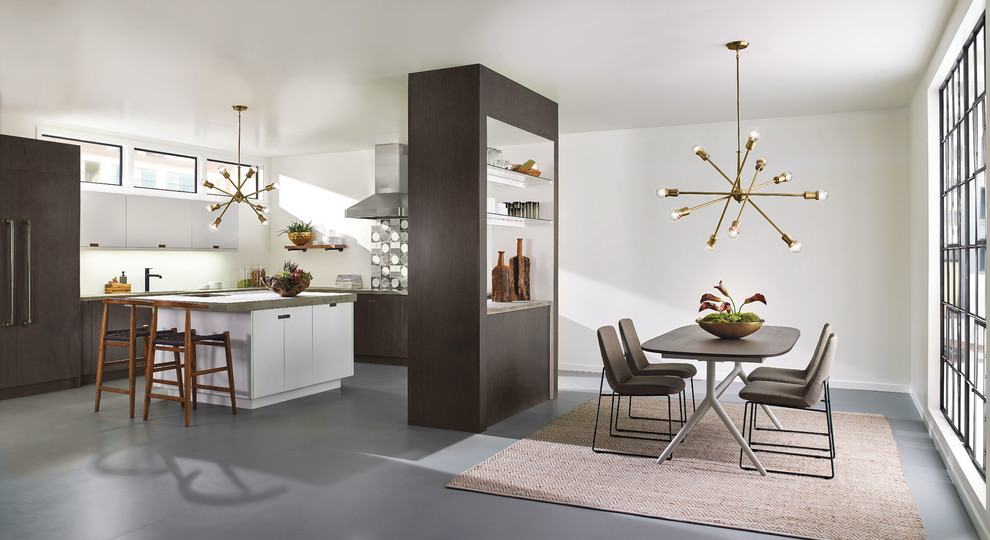 Example of a transitional kitchen design in Denver