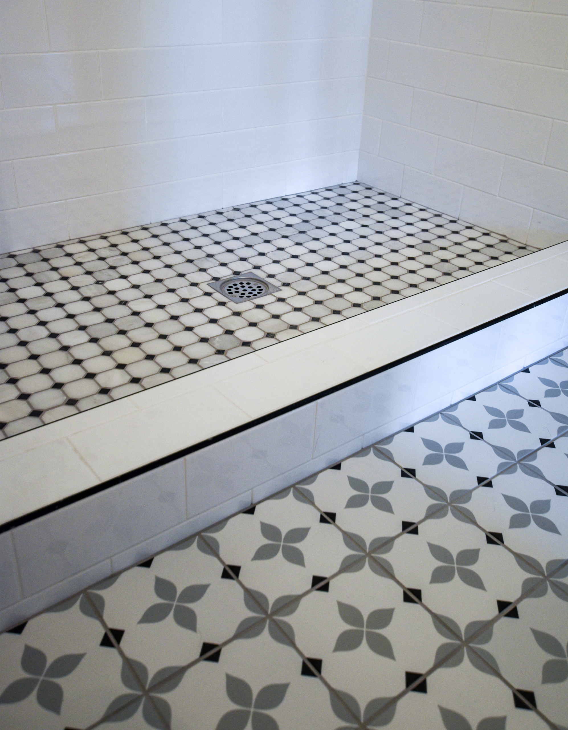 White Minimalist Walk In Shower
