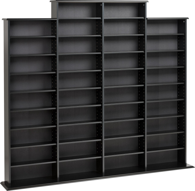 Quad Width Wall Storage Contemporary Media Racks And Towers by