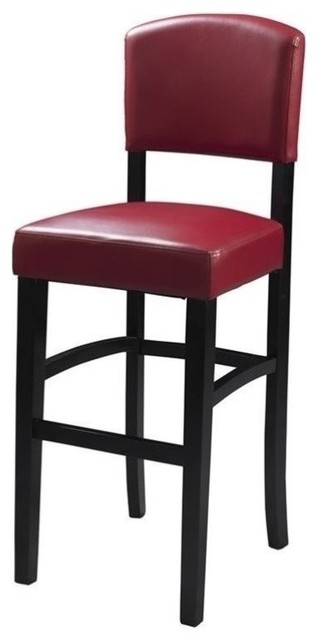 Pemberly Row 30 Faux Leather Bar Stool, Red Faux Leather Counter Stools