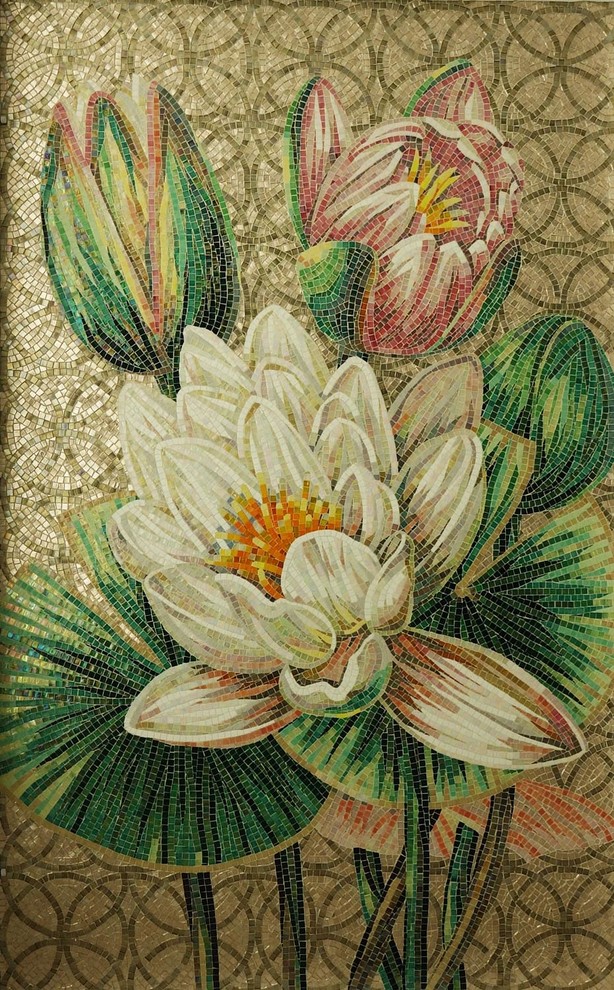 Колотое панно из мозаики - "Цветы-27"