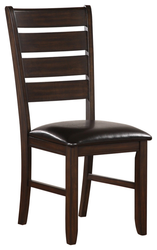 Urbana Side Chair, Black PU and Espresso, Set of 2 Transitional