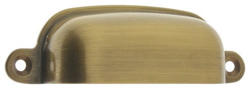 Genuine Solid Brass 3-1/4" c/c Small Drawer Pull, Antique Brass