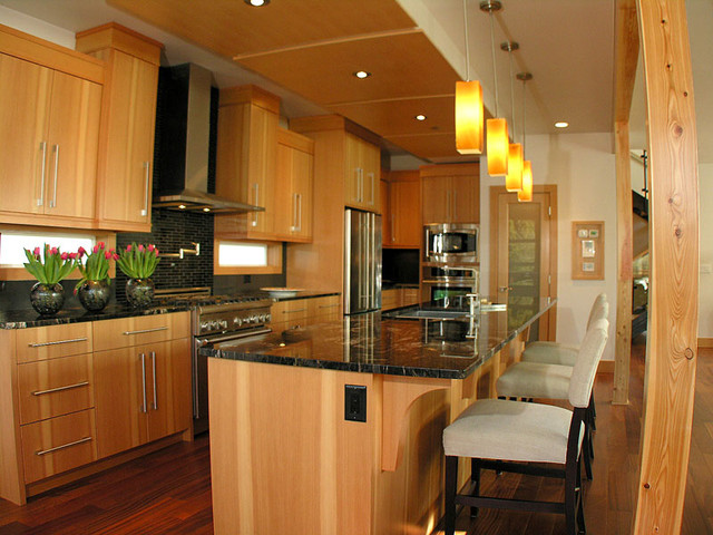 vertical grain douglas fir kitchen