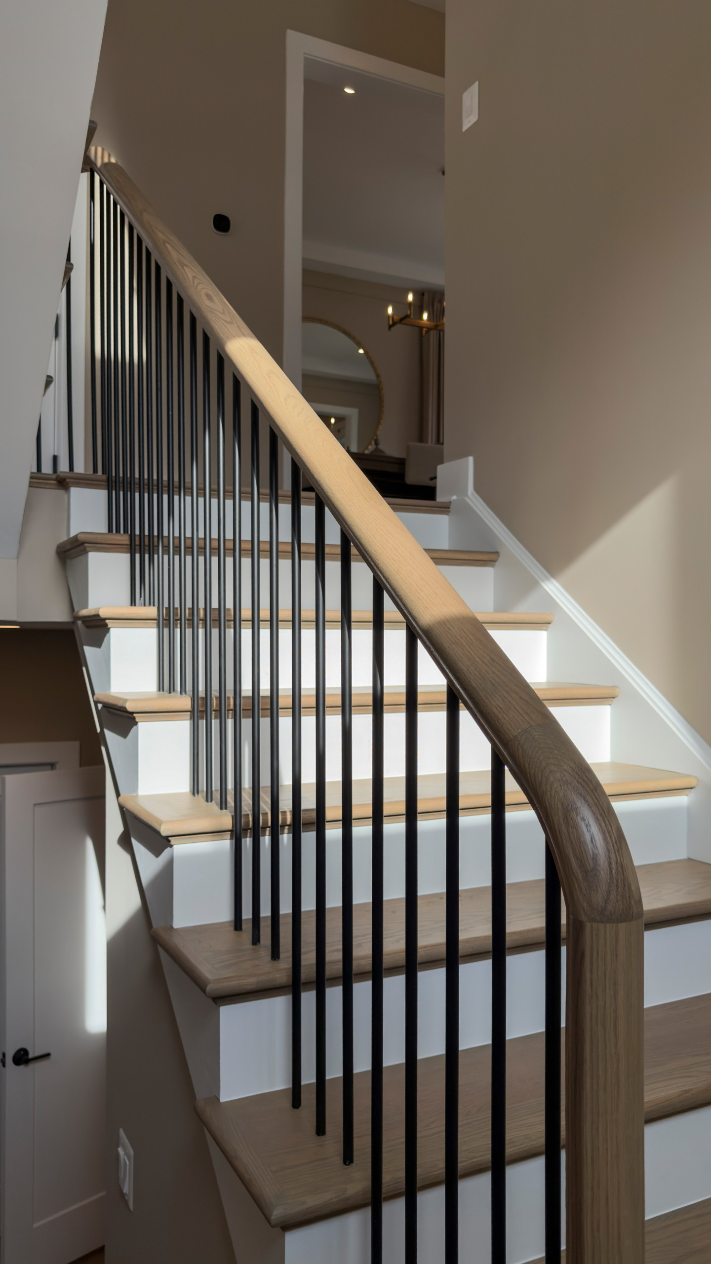 Project #153 | Sophisticated Red Oak Stair with Metal Balusters