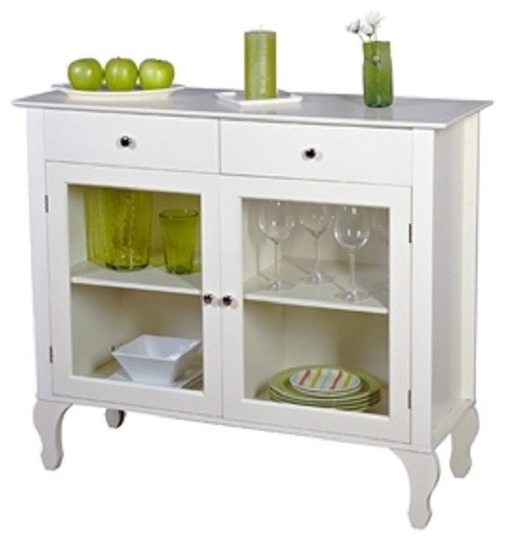 Sideboard Buffet Console Table With Glass Doors White