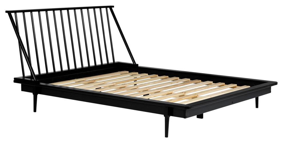 Modern Wood Queen Spindle Bed Midcentury Platform Beds by Walker