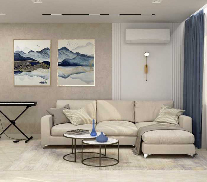 Квартира в голубых тонах.