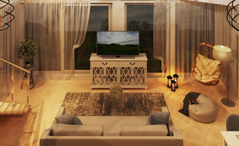 Загородный дом: кухня-гостиная