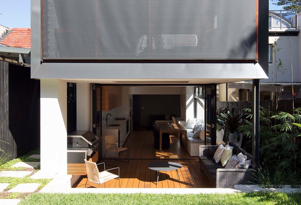 This is an example of a modern backyard deck in Sydney.