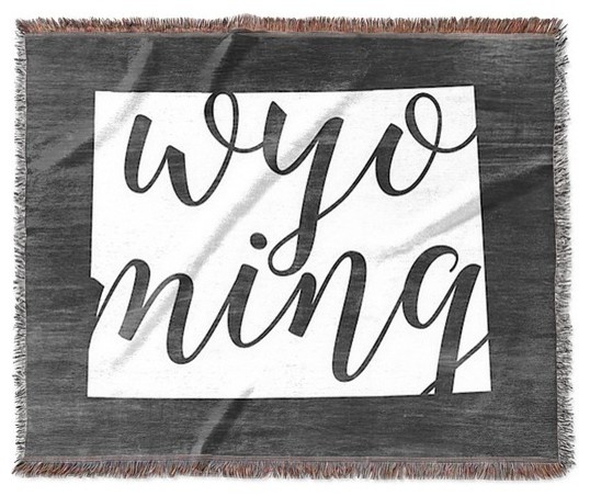 "Home State Typography, Wyoming" Woven Blanket 80"x60"