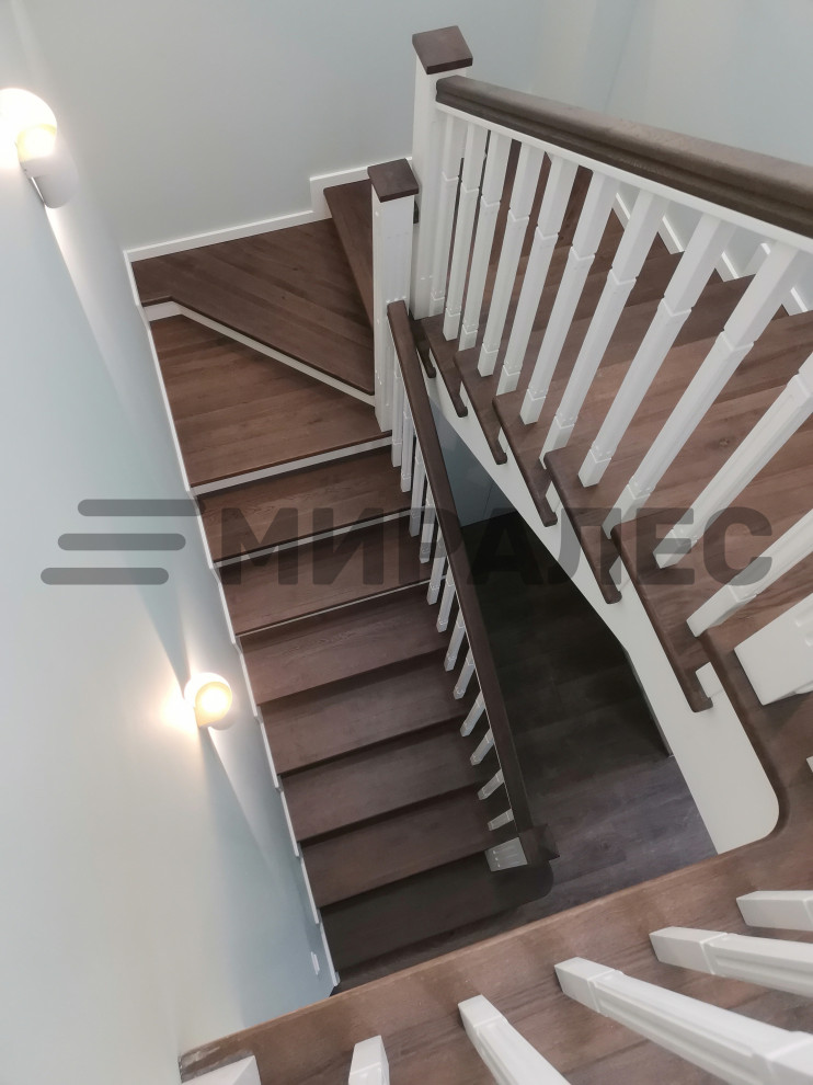 Отделка бетонной лестницы дубом