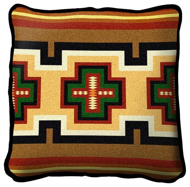 Pure Country Weavers - Southwest Geometric Green and Red Pillow - View in Your Room! Houzz