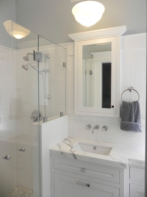 very small master bath - conversion from 1/2 bath - traditional