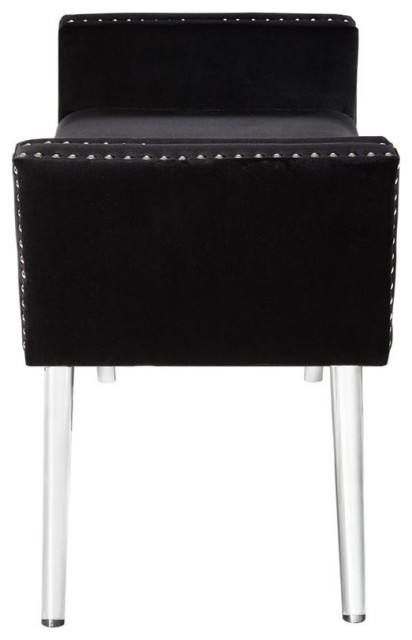 Posh Bench Posh Living Katherine Velvet Upholstered Bench with Acrylic Legs in ...