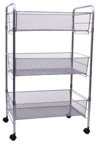 Mesh Rolling Cart, Giant Silver