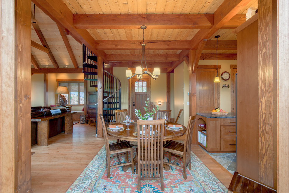 Photo of a country dining room in Other with medium hardwood floors.