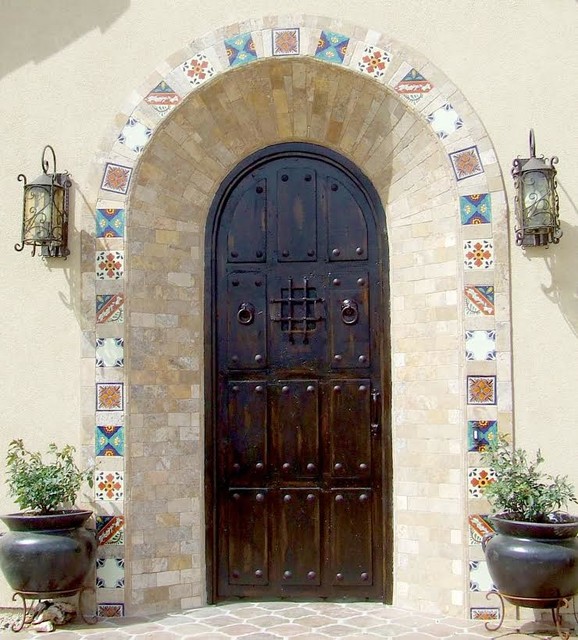 Custom Entry Doors, Hand Carved Wood & Wrought Iron Hardware rustik-entre