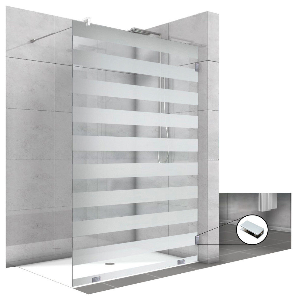 Fixed Glass Shower Screen With Vertical Lines Design. - Contemporary -  Shower Doors - by Glass-Door.us | Houzz
