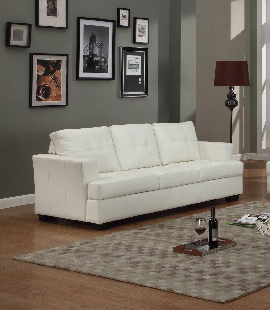 Nova White Bonded Leather Sofa