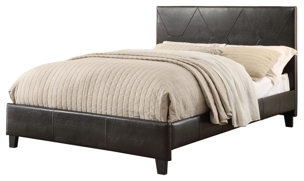 Zoey Upholstery Bed, Dark Brown, Queen Transitional Platform Beds