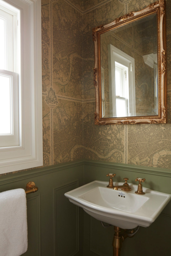 Design ideas for a traditional powder room in London.