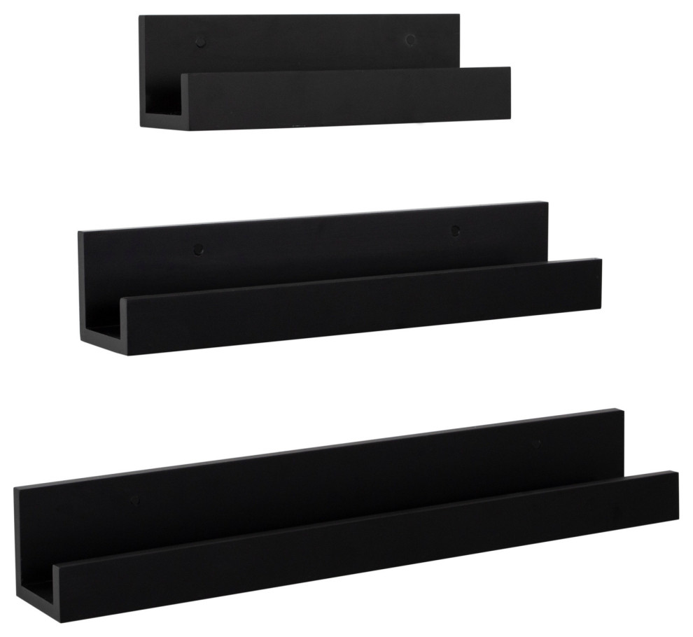 Levie Wooden Picture Ledge Wall Shelf Set Transitional Display And