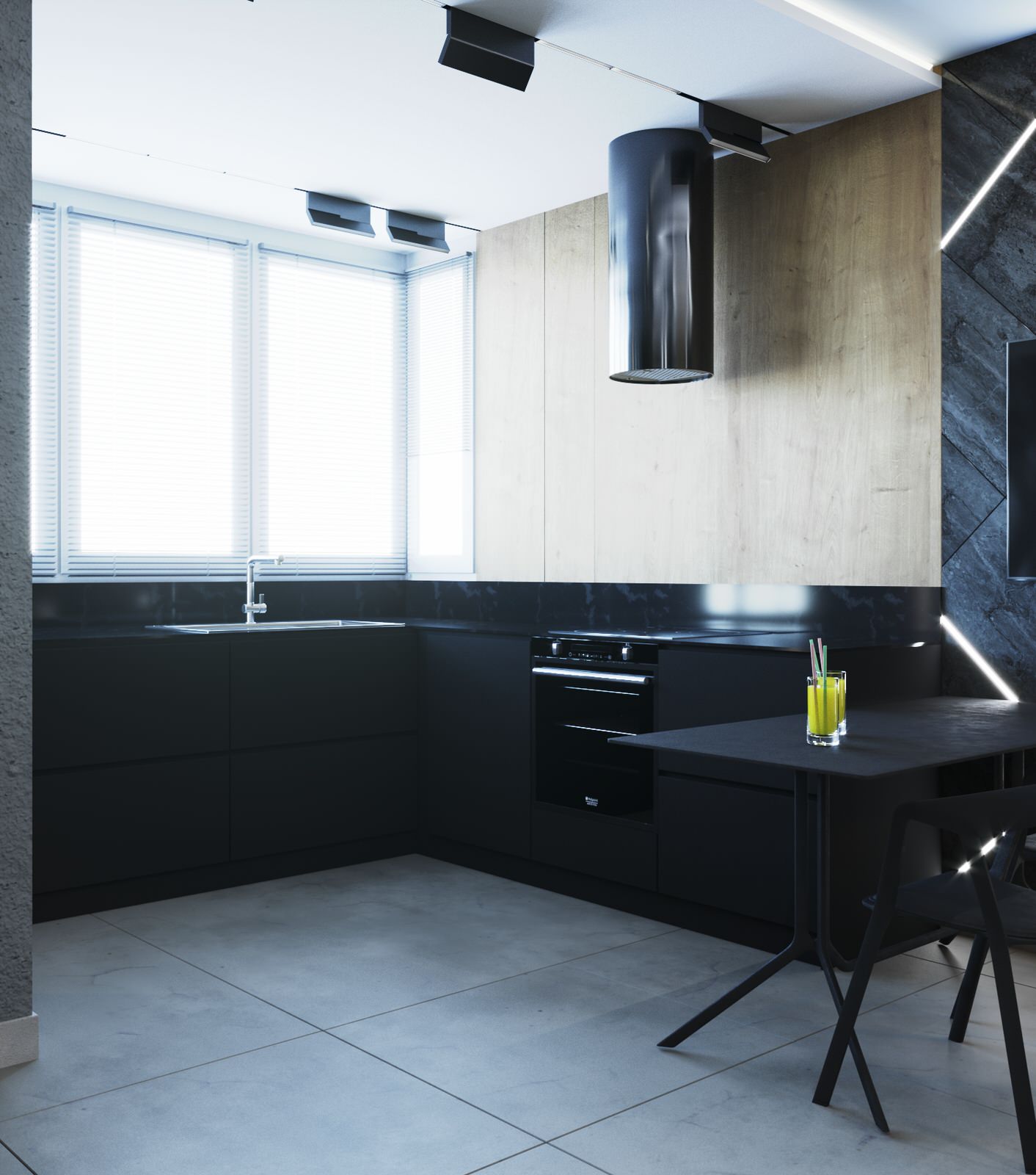 Визуализация гостинной и кухни