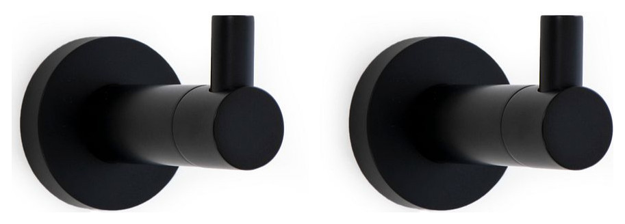 Italia Florence Series set of 2 Robe Hooks in Matte Black - Modern ...