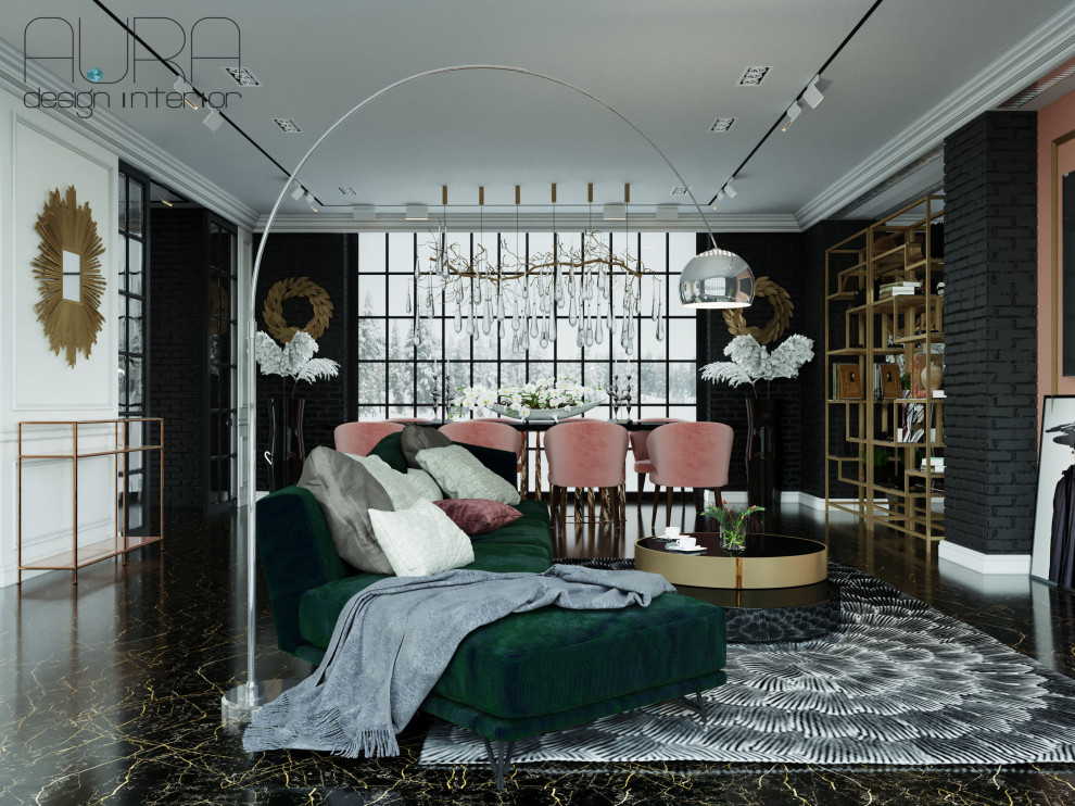 Дизайн кухни гостиной в загородном доме