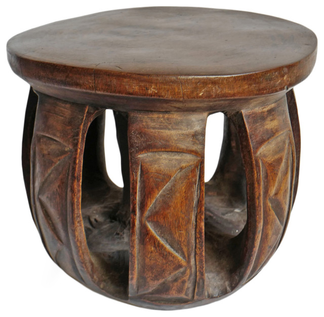 Consigned Baga Small Tribal Round Stool - Transitional - Accent And ...