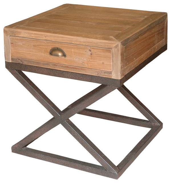Reclaimed Wood and Metal Nightstand Industrial Nightstands And
