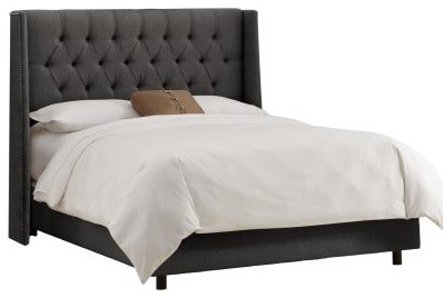 Tufted Wingback Nail Button Upholstered Bed