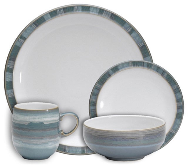 Denby 'Azure' coast sixteen piece dinner set Coastal Dinner Sets