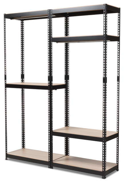 Gavin Black Metal 7 Shelf Closet Storage Racking Organizer Industrial Closet Organizers By Baxton Studio