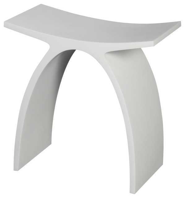 Alfi Brand Abst77 Arched White Matte Solid Surface Resin Bathroom/Shower Stool