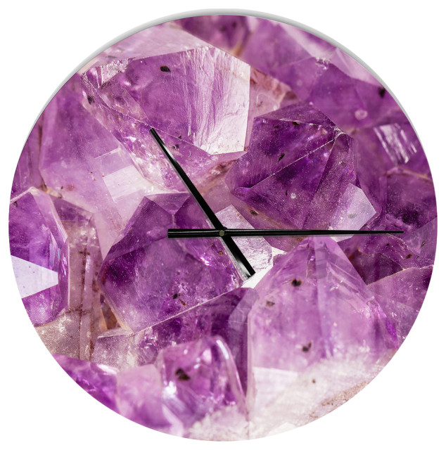 Purple Amethyst Macro Large Modern Wall Clock, 36"x36"
