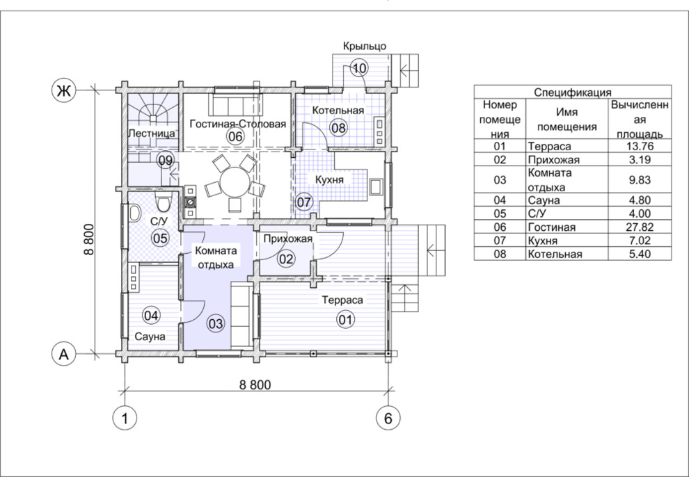 Проект дома из бруса № 1392 — 147 м2
