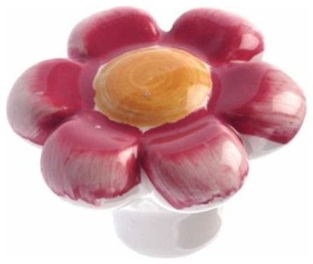 Richelieu Hardware Ceramic Flower Knob 40mm Pastel Red Finish