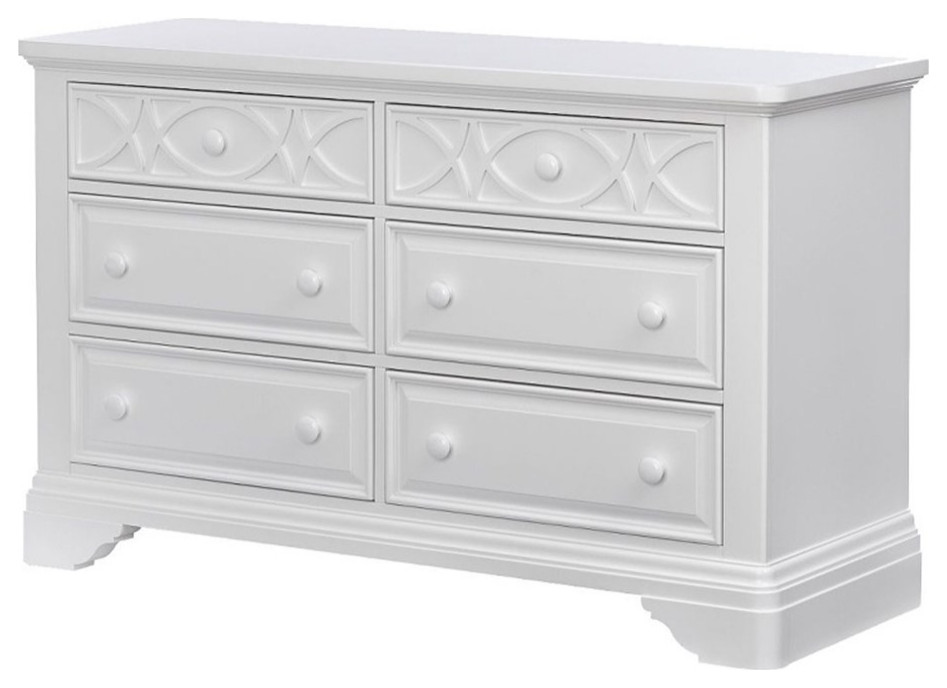 Baby Cache Haven Hill 6Drawer Traditional Wood Double Dresser in White Traditional Kids