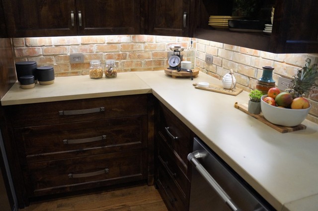 Cream Concrete Countertops In Traditional Kitchen Kitchen