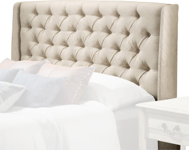 Allen Wingback Queen/Full Tufted Fabric Headboard Transitional Headboards by GDFStudio